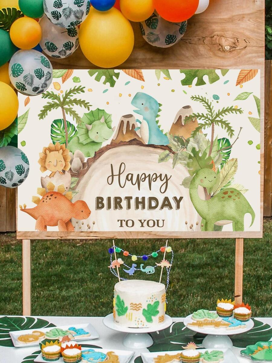 1pc Dinosaur Pattern Background Cloth - Multicolor - View 1
