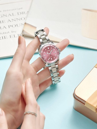 REBIRTH Reloj cuarzo de puntero redondo con diseño de diamante de imitación