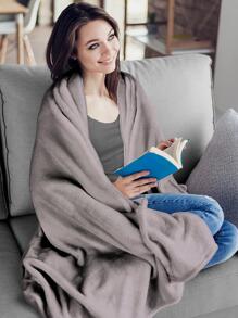 1入組素色毛茸茸毯子 - 灰色 - 查看 2