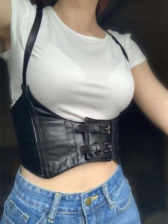 Steampunk 1pc Women Buckle Decor Casual Harness Belt For Daily Life Gothic Costumes Party Look Street Halloween Corset