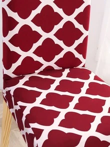 1 個紅色印花彈性椅套 - 紅色 - 查看 3