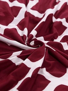 1 個紅色印花彈性椅套 - 紅色 - 查看 5