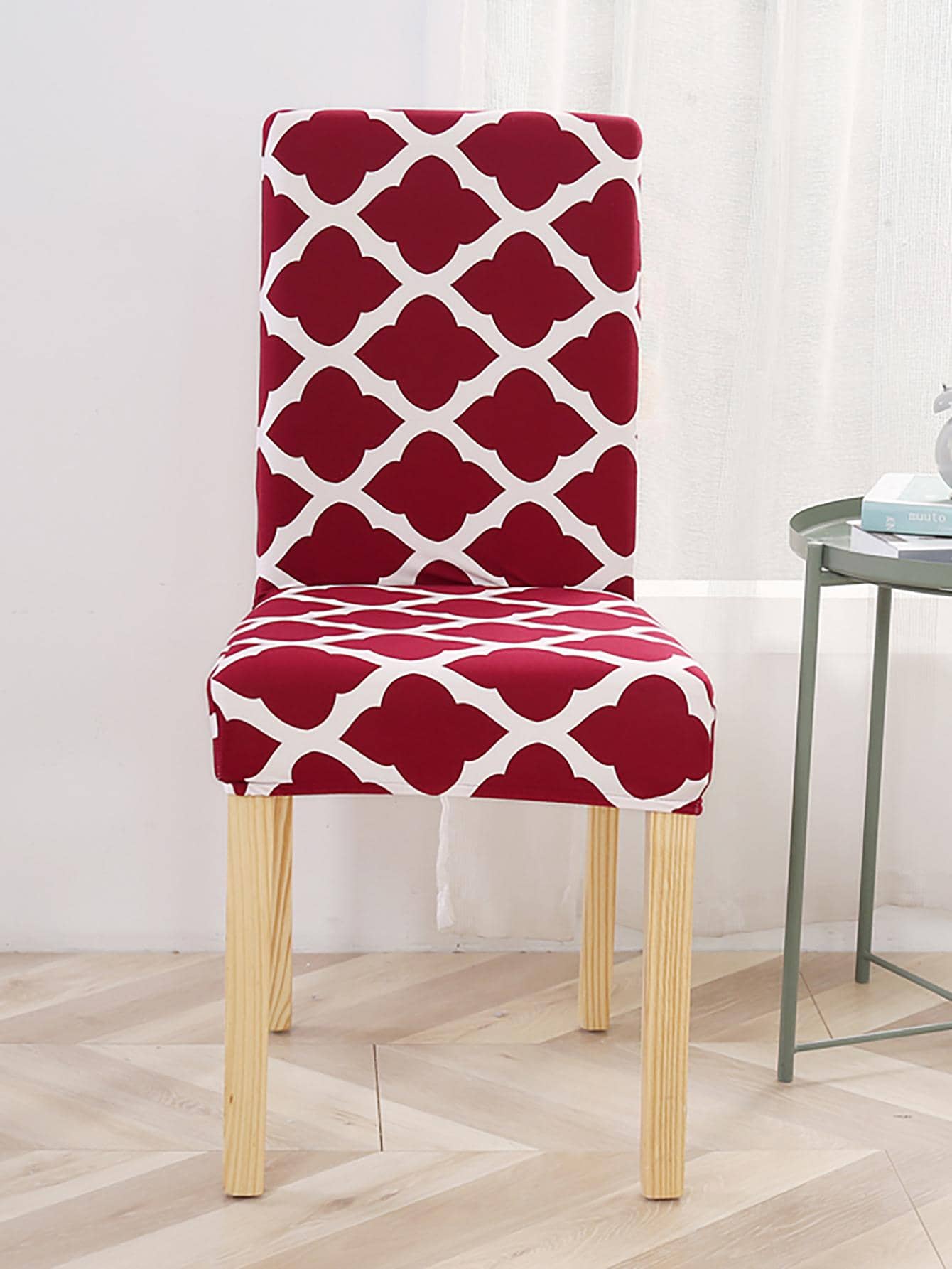 1 個紅色印花彈性椅套 - 紅色 - 查看 1