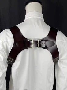 Men's Formal Leather Suspenders Belt Chest Harness - Black - View 3