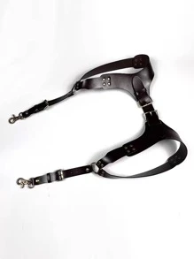 Men's Formal Leather Suspenders Belt Chest Harness - Black - View 6