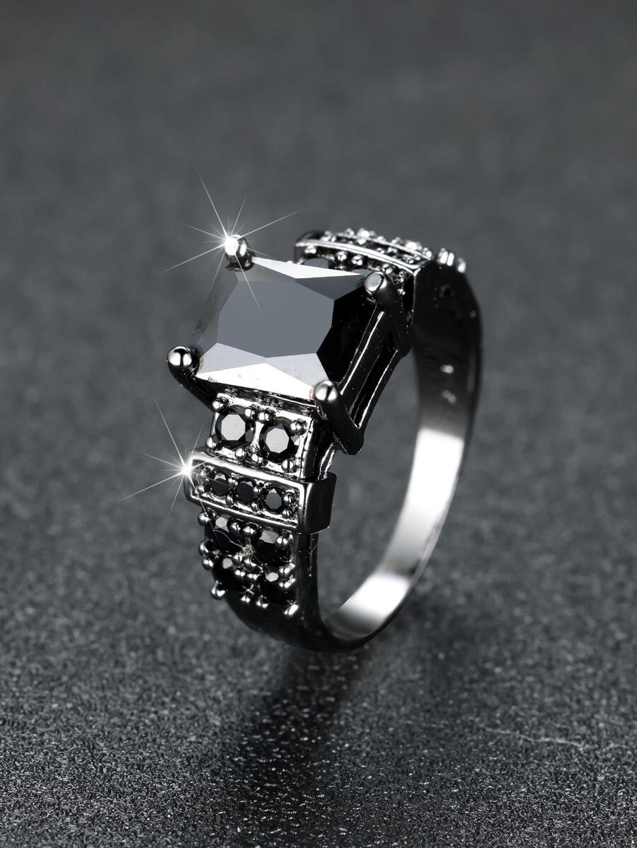 水鑽裝飾圓環 - 黑色 - 查看 1