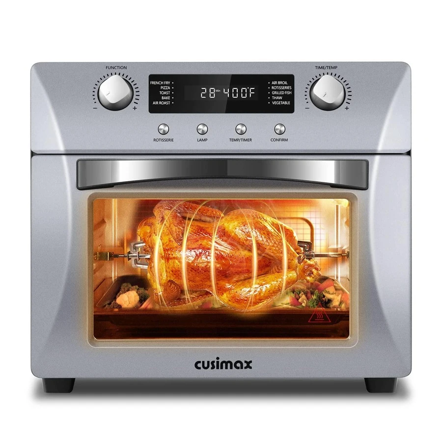 Cusimax Air Fryer Toaster Oven Combo 10-in-1 Functions Smart 24.3 Quart Large Combo Countertop Toaster Oven with Rotisserie & Dehydrator, Rich Accessories - 銀色 - 查看 1
