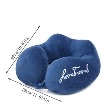 1 Gối Chữ U Thêu Chữ, Gối Du Lịch Di Động Ngoài Trời - Màu xanh hải quân - Xem 4