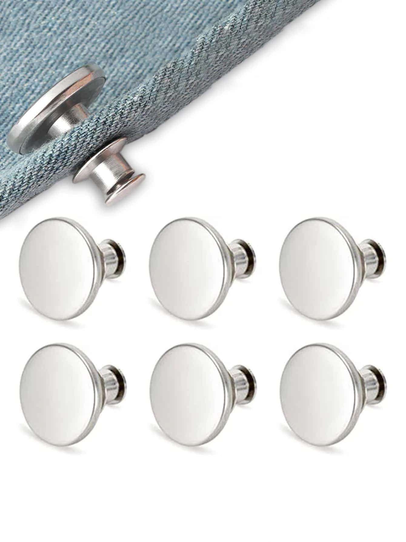 6pcs/Set Women Round Versatile Button For Daily Decoration Summer, School Fall, Autumn, Halloween - Silver - View 1