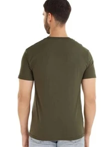 Cotton T-Shirt For Men Colors All Sizes - 墨綠色 - 查看 2