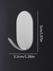 5pcs Heavy-Duty Adhesive Hooks, No Drilling Needed, Ideal ForBathroom And Toilet, Effortlessly Hang Towels On Walls Or Doors, Leaves - Silver - View 4