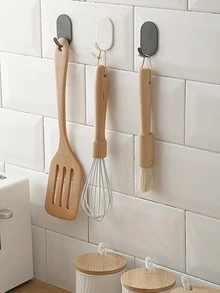 5pcs Heavy-Duty Adhesive Hooks, No Drilling Needed, Ideal ForBathroom And Toilet, Effortlessly Hang Towels On Walls Or Doors, Leaves - Silver - View 2