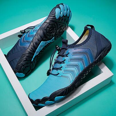 Men Ombre Drawstring Design Sneakers, Leisure Outdoor Elastane Aqua Socks Shoes