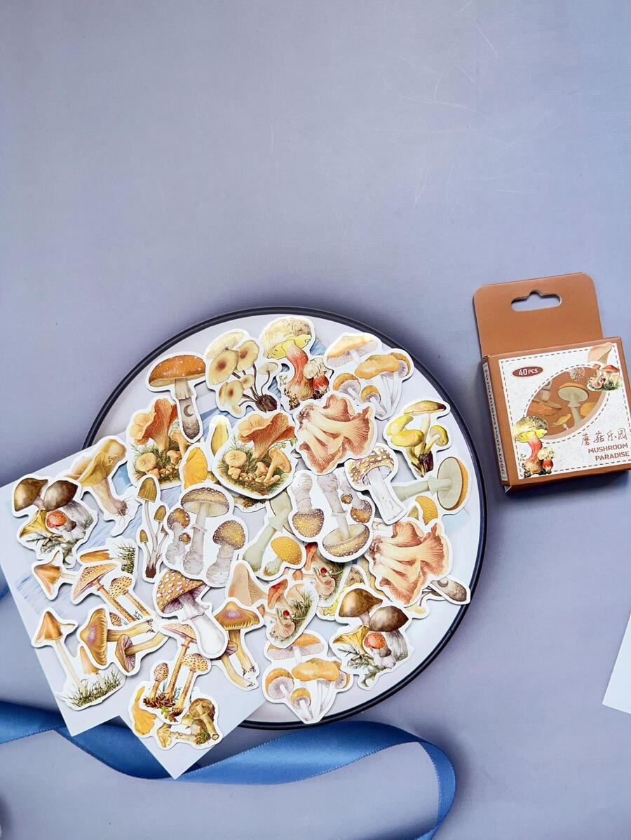 1 Paquete De Pegatinas De Paraíso De Hongos, 40 Unidades Por Paquete - Multicolor - Ver 1
