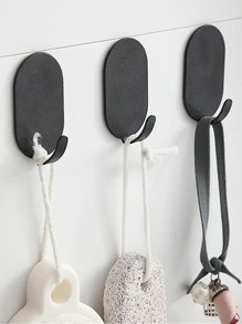 5 chiếc móc dính hạng nặng, không cần khoan, lý tưởng cho phòng tắm và nhà vệ sinh, dễ dàng treo khăn lên tường hoặc cửa ra vào, lá cây - màu đen - Xem 1