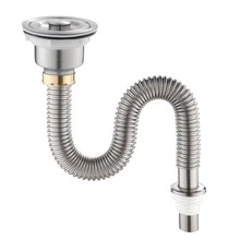 1set Stainless Steel Drain Pipe, Modernist Drain Pipe For Kitchen - Silver - View 1