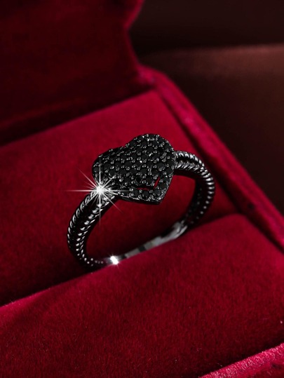 Cubic Zirconia Heart Decor Ring Goth Punk Jewelry Valentines,Mom,Mother,Mother's Day,Gift