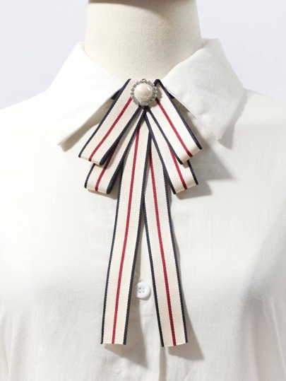 1 pieza Broche de mujer con lazo, adornado con perlas falsas y cristales, adecuado para citas, uso diario, escenario, banquetes y eventos