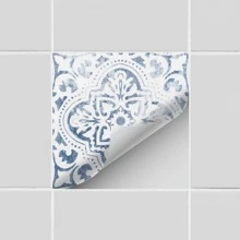 10入組圖案印花牆貼 - 藍白色 - 查看 7