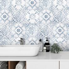 10入組圖案印花牆貼 - 藍白色 - 查看 2