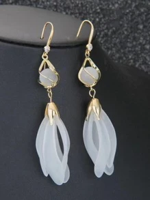 花瓣耳墜 - 白色 - 查看 2