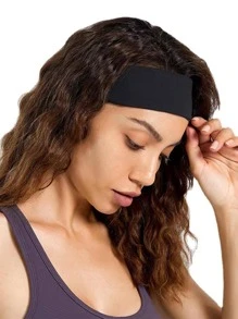 1入組女性素色防滑運動髮帶適用於戶外運動 - 黑色 - 查看 1