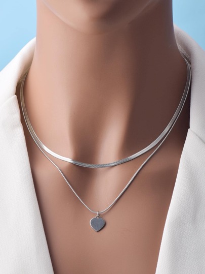 2pcs/set Heart Charm Necklace