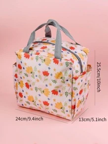 花卉图案午餐袋 隔热便携 适用于学校和工作 学校午餐盒 午餐容器 隔热午餐袋 返校午餐套装 学校用品 午餐盒 袋子 家庭必需品 返校用品 - 彩色 - 查看 5