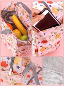 花卉图案午餐袋 隔热便携 适用于学校和工作 学校午餐盒 午餐容器 隔热午餐袋 返校午餐套装 学校用品 午餐盒 袋子 家庭必需品 返校用品 - 彩色 - 查看 2