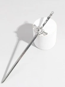 1pc Women's New Chinese Style Ancient Sword Hair Clip, 20cm/7.87in, Decorative Hair Accessory, Hair Accessories, Head Accessories, Hair Accessories For Women - Silver - View 2