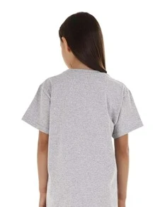 Unisex Children's Short-Sleeved Round Neck Cotton T-Shirt - رمادي فاتح - مشاهدة 2