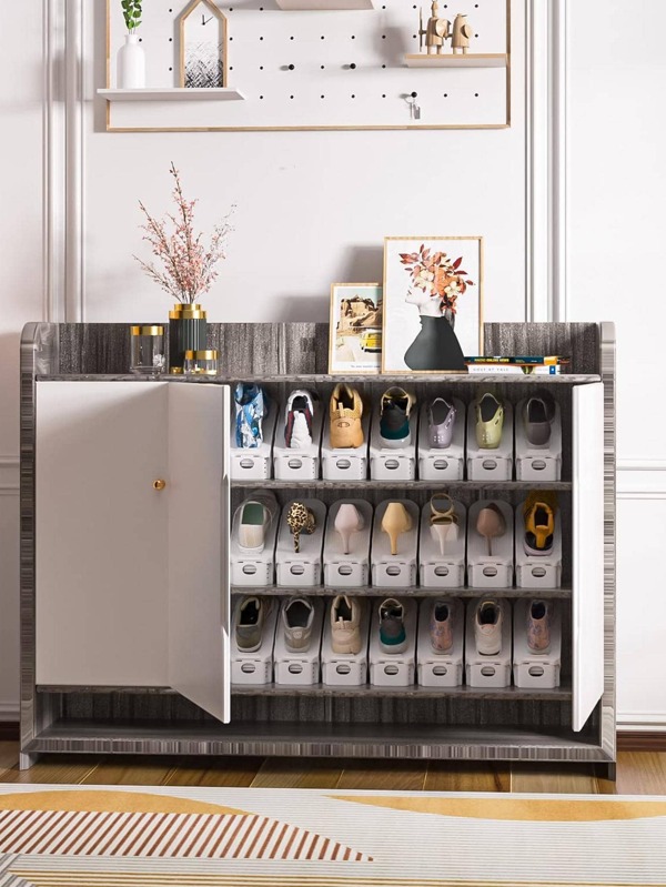 20pcs White Shoe Slot, Adjustable Shoe Rack Stacker Organizer For