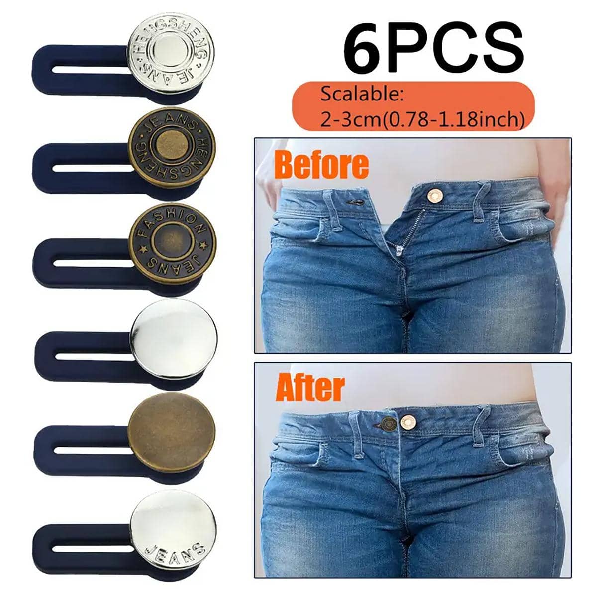 6pcs Metal Button Extender - Multicolor - View 1