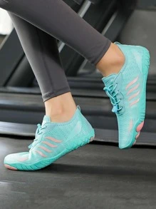 Giày nữ thiết kế dây rút họa tiết sọc, Giày thể thao ngoài trời Elastane Creek - Màu xanh nhạt - Xem 2