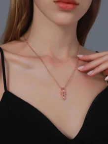 Heart Charm Necklace - Rose Gold - View 3