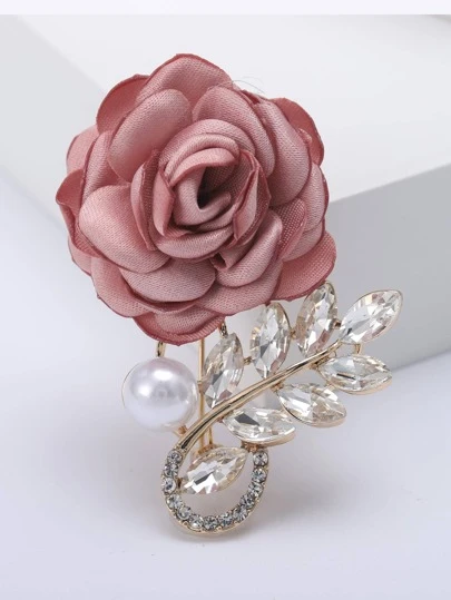 花朵和人造珍珠装饰胸针 情人节、妈妈、母亲、母亲节、礼物