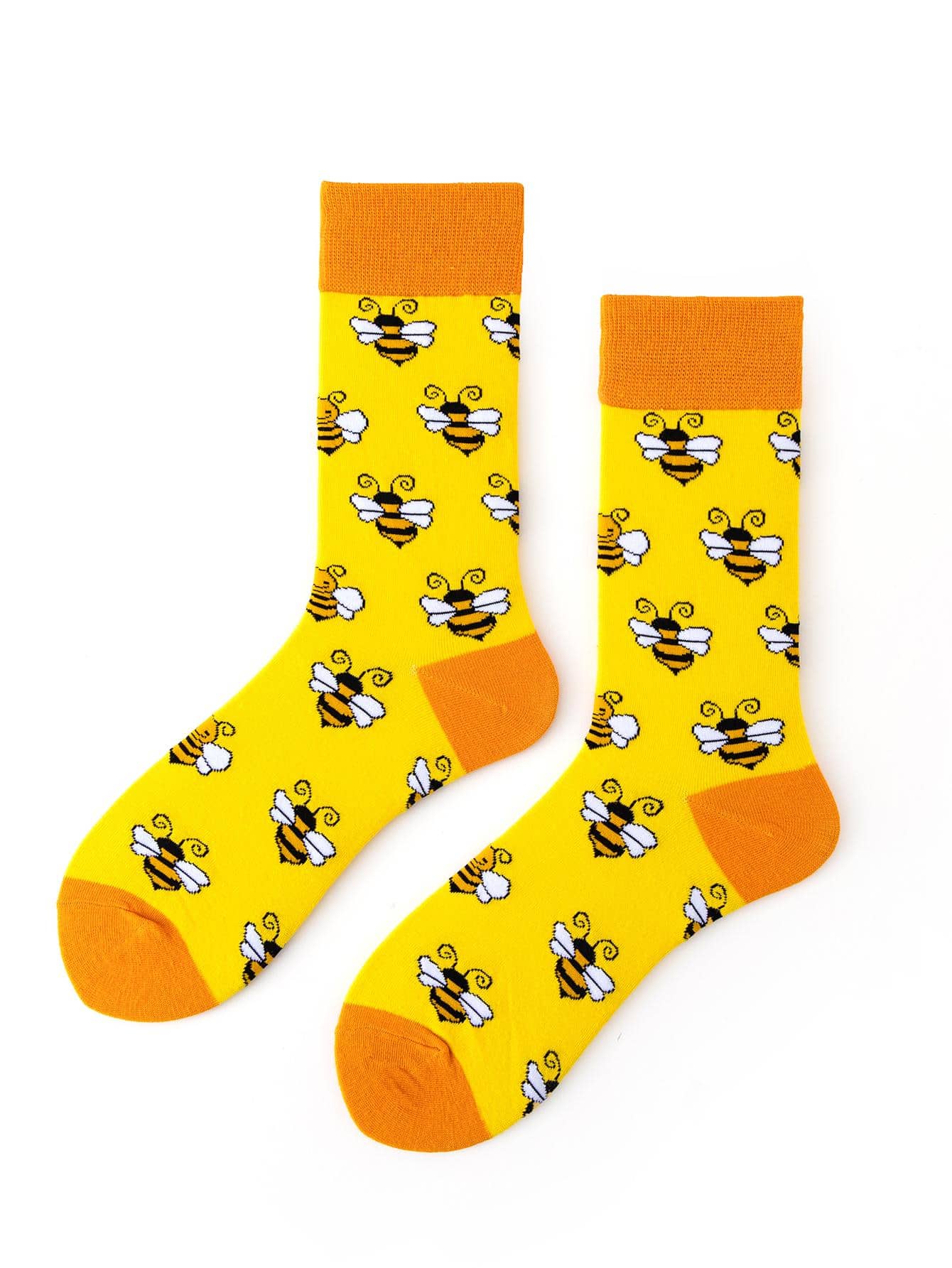 Bee Pattern Crew Socks - Multicolor - View 1