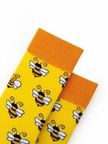 Bee Pattern Crew Socks - Multicolor - View 4