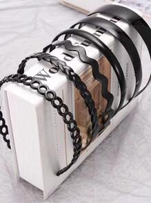 6 Paquetes de diademas anchas antideslizantes para mujeres, vinchas de pelo vintage de los 90, envolturas de pelo de plástico de colores brillantes para baño, ducha, cuidado de la piel, maquillaje, lavado de cara, gimnasio, yoga. Diademas, aros para el cabello - Negro - Ver 12