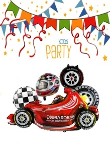 5入組/套PE輪胎和車設計裝飾氣球套裝適合派對 - 彩色 - 查看 2