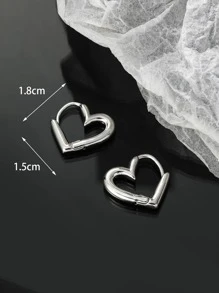 Andkiss 1 对心形耳环夹（注意：如果耳环夹松或太紧，请根据视频中的说明进行调整） - 銀色 - 查看 4