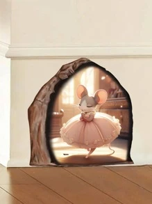 逼真的老鼠洞墙贴，休闲日常墙贴，贴纸，墙贴，乙烯基贴花用于家居装饰，春季装饰品让您的家焕然一新，拉玛装饰贴纸礼物生日毕业 - 彩色 - 查看 6