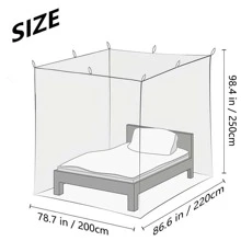 8 Corner Bed Canopy With 100 LED Star String Lights Battery Operated, Bed Netting Unique Style 4 Door Square Canopy Bed Curtains Canopy - Suggested For Twin Full Queen King Bed - Black - View 2