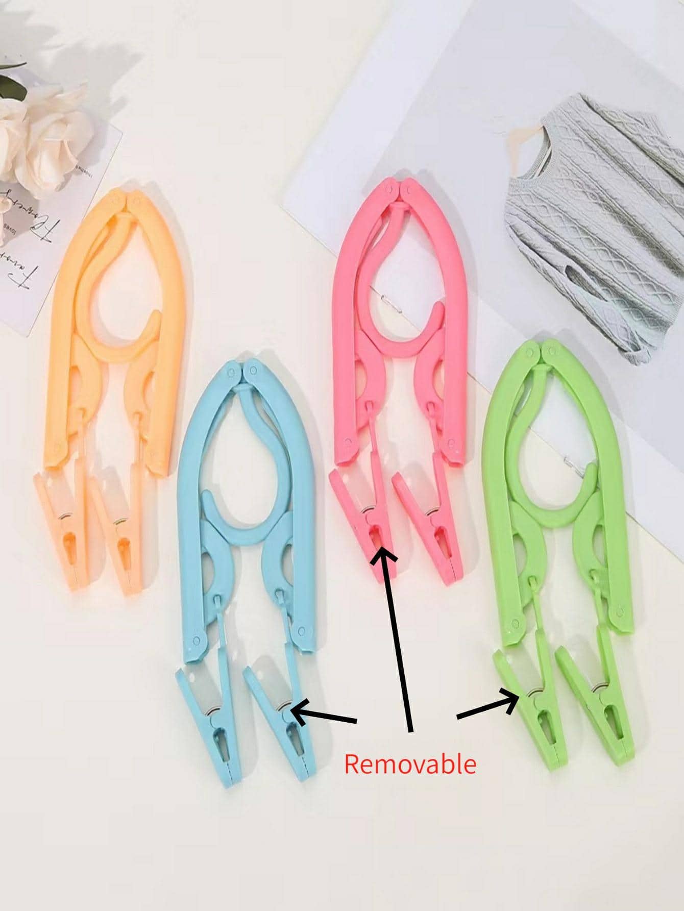 4 Gói Ghim quần áo có thể gập lại đầy màu sắc, Ghim quần áo có thể tháo rời bằng nhựa dành cho hộ gia đình - Nhiều màu - Xem 1