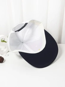 Men Letter Embroidered Hip Hop Cap - Black and White - View 5