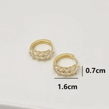 1 Pair Delicate Rhinestone Wheat Ear Hoop Earrings, Suitable For Daily Wear - Multicolor - View 3