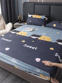 1 Phim Hoạt Hình Con Hổ & Chữ Đồ Họa Trang Bị Tấm, Vải Trang Bị Tấm Đáy Cho Phòng Ngủ - Nhiều màu - Xem 6