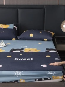 1 Phim Hoạt Hình Con Hổ & Chữ Đồ Họa Trang Bị Tấm, Vải Trang Bị Tấm Đáy Cho Phòng Ngủ - Nhiều màu - Xem 5