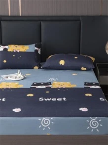 1 Phim Hoạt Hình Con Hổ & Chữ Đồ Họa Trang Bị Tấm, Vải Trang Bị Tấm Đáy Cho Phòng Ngủ - Nhiều màu - Xem 3