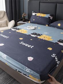 1 Phim Hoạt Hình Con Hổ & Chữ Đồ Họa Trang Bị Tấm, Vải Trang Bị Tấm Đáy Cho Phòng Ngủ - Nhiều màu - Xem 1